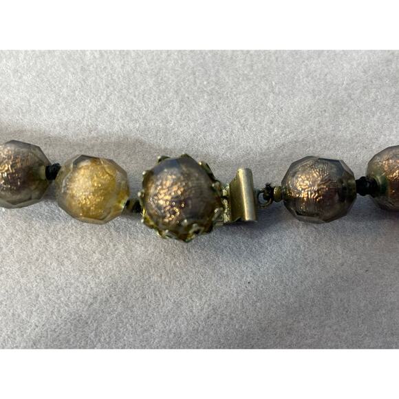 Vintage Vogue Chunky Copper Gold Tone Beaded Necklace and Earrings - Picture 9 of 13